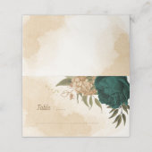 Smaragdgroene en beige gouden bloemen plaatskaartje (Buitenkant ongevouwen)