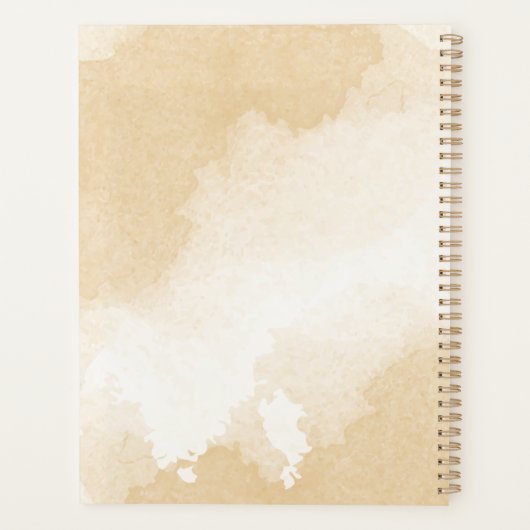 Smaragdgroene en beige gouden bloemen planner (Achterkant)