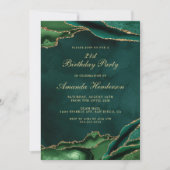 Smaragdgroene en gouden agaat marmeren uitnodiging (Voorkant)