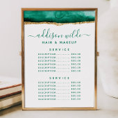 Smaragdgroene en gouden aquarelserviceprijs menu