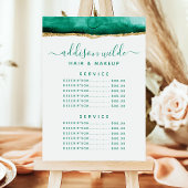 Smaragdgroene en gouden aquarelserviceprijs menu