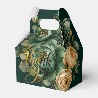 Smaragdgroene en gouden bloemboeket cadeau doos bedankdoosjes