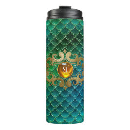 Smaragdgroene en gouden edelsteen Zeemeerminschaal Thermosbeker