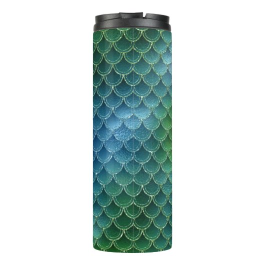 Smaragdgroene en gouden edelsteen Zeemeerminschaal Thermosbeker (Achterkant)