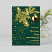 Smaragdgroene en gouden kerstfeest uitnodiging (Staand Voorkant)