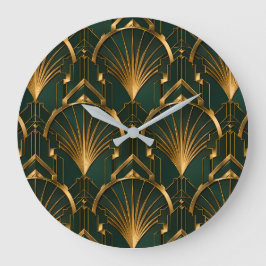 Smaragdgroene en gouden luxe Art Deco-wandklok Grote Klok