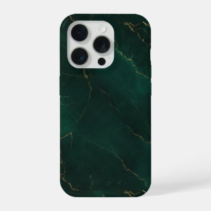 Smaragdgroene en gouden marmer textuur luxe iPhone 15 pro case