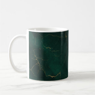 Smaragdgroene en gouden marmer textuur luxe koffiemok