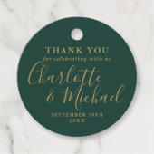Smaragdgroene en gouden trouw-hartelijk dank bedankjes labels (Voorkant)