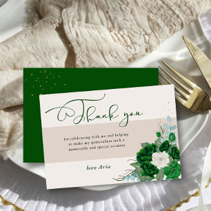 Smaragdgroene en ivoorkleurige Rozen Elegante Call Bedankkaart