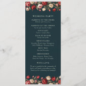 Smaragdgroene en rode tulp bruiloft programmakaart (Achterkant)