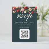 Smaragdgroene en rode tulp bruiloft RSVP kaartje (Staand voorkant)