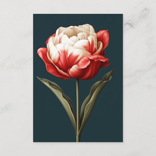 Smaragdgroene en rode tulp trouwkleding informatiekaartje (Achterkant)