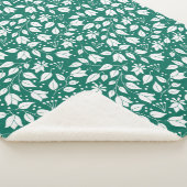 Smaragdgroene en witte bloemen Sherpa deken (3/4)