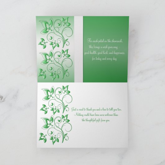 Smaragdgroene en witte dankkaart bedankkaart (Binnen)