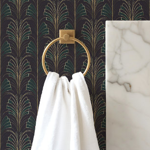 Smaragdgroene en zwarte art deco behang