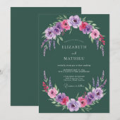 Smaragdgroene Eterische Bloemenslingers Bruiloft Kaart (Voorkant / Achterkant)