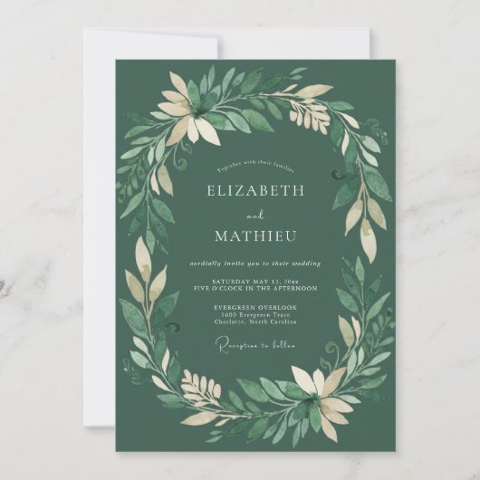 Smaragdgroene Eucalyptus Bruiloft Kaart (Voorkant)