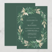 Smaragdgroene Eucalyptus Bruiloft Kaart (Voorkant / Achterkant)