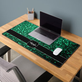 Smaragdgroene faux glitter fonkelt Monogram Bureaumat