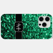 Smaragdgroene faux glitter fonkelt Monogram Case-Mate iPhone Case (Achterkant (horizontaal))