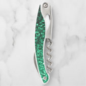 Smaragdgroene faux glitter fonkelt Monogram Kurkentrekker (Achterkant)