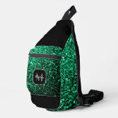 Smaragdgroene faux glitter fonkelt Zwart Monogram Sling Bag (Rechterhoek)