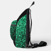Smaragdgroene faux glitter fonkelt Zwart Monogram Sling Bag (Rechts)