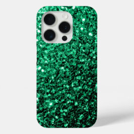 Smaragdgroene faux glitter sprankelt bling iPhone 15 pro case