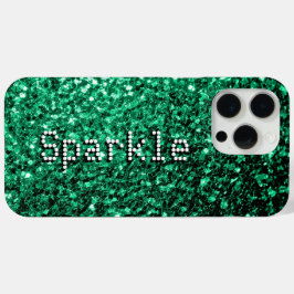 Smaragdgroene faux glitters fonkelen Jouw tekst iPhone 15 Pro Max Hoesje