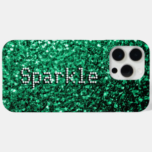 Smaragdgroene faux glitters fonkelen Jouw tekst iPhone 15 Pro Max Hoesje