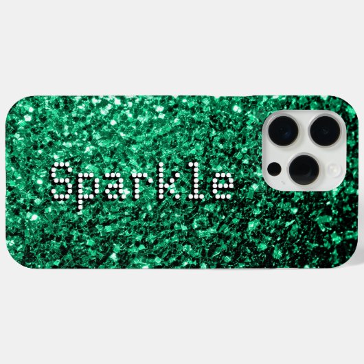 Smaragdgroene faux glitters fonkelen Jouw tekst Case-Mate iPhone Case (Achterkant (horizontaal))