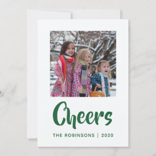 Smaragdgroene Fluwelen Damast Familiefoto Feestdagenkaart