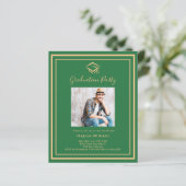 Smaragdgroene foto Graduation Party uitnodiging (Staand voorkant)