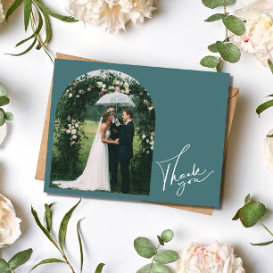 Smaragdgroene Foto Huwelijk Bedankt Briefkaart