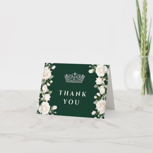 Smaragdgroene foto prinses Tiara Quinceanera Bedankkaart (Voorkant)