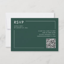Smaragdgroene foto QR Code Bruiloft RSVP Behuizing