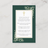 Smaragdgroene Foto Rouw Herdenkings Gebedskaarten Visitekaartje (Achterkant)