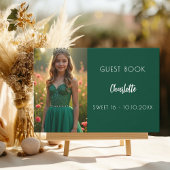Smaragdgroene foto Sweet 16 Guest Book Gastenboek