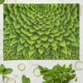 Smaragdgroene Fractale Bloei Theedoek (Gevouwen)