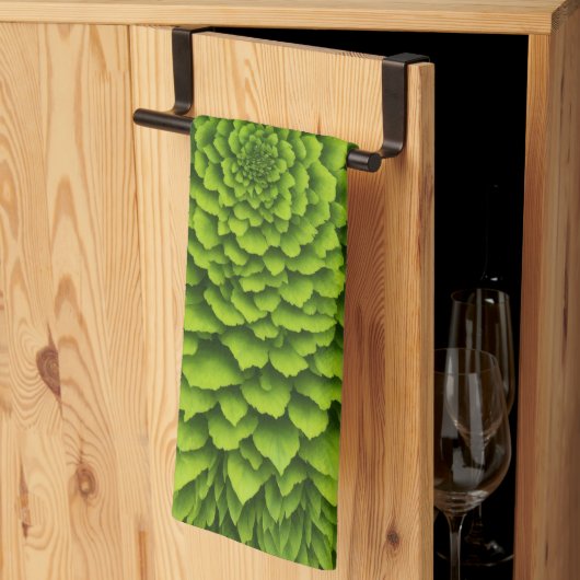 Smaragdgroene Fractale Bloei Theedoek (Derde Gevouwen)