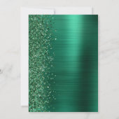 Smaragdgroene Geborstelde Metaal Glitter Script Br Kaart (Achterkant)