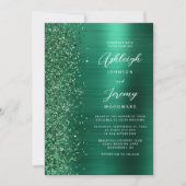 Smaragdgroene Geborstelde Metaal Glitter Script Br Kaart (Voorkant)