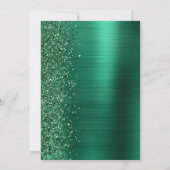 Smaragdgroene Geborstelde Metaal Glitter Script Br Kaart (Achterkant)