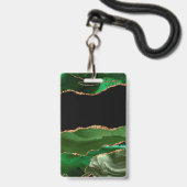 Smaragdgroene gemarmerde agaat moderne steen badge (Voorzijde met lanyard)