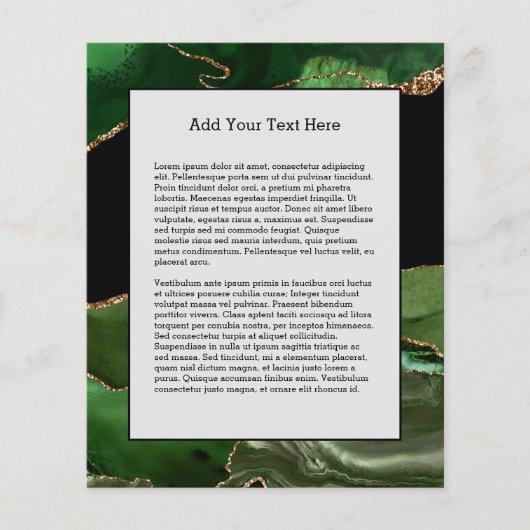 Smaragdgroene gemarmerde agaat moderne steen flyer (Voorkant)