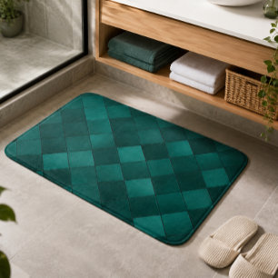 Smaragdgroene geometrische tegel luxe badmat