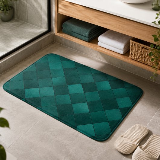 Smaragdgroene geometrische tegel luxe badmat
