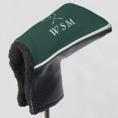 Smaragdgroene gepersonaliseerde monogram golfclubs golfheadcover (3/4 voorkant)