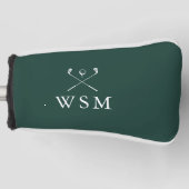 Smaragdgroene gepersonaliseerde monogram golfclubs golfheadcover (Voorkant)